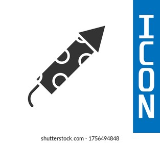 Grey Firework rocket icon isolated on white background. Concept of fun party. Explosive pyrotechnic symbol.  Vector Illustration