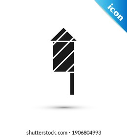Grey Firework rocket icon isolated on white background. Concept of fun party. Explosive pyrotechnic symbol.  Vector