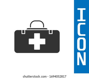 Grey First aid kit icon isolated on white background. Medical box with cross. Medical equipment for emergency. Healthcare concept.  Vector Illustration