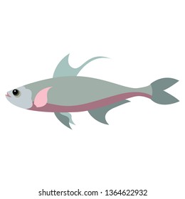 Grey fish flat illustration