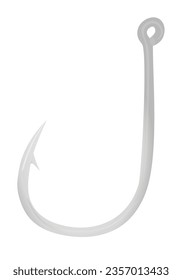 Grey fish hook. vector illustration
