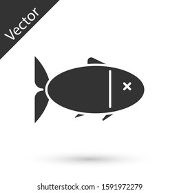 Grey Fish icon isolated on white background.  Vector Illustration