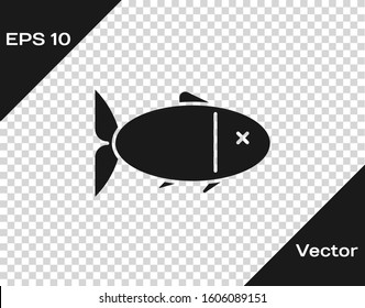 Grey Fish icon isolated on transparent background.  Vector Illustration