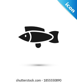 Grey Fish icon isolated on white background.  Vector