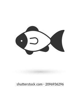 Grey Fish icon isolated on white background.  Vector