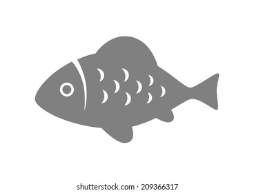 Grey fish icon on white background