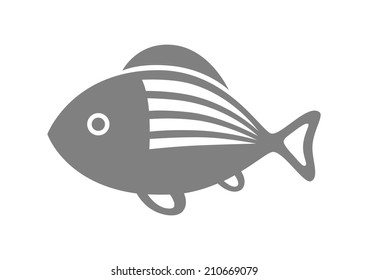Grey fish icon on white background