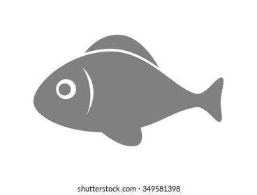 Grey fish icon on white background
