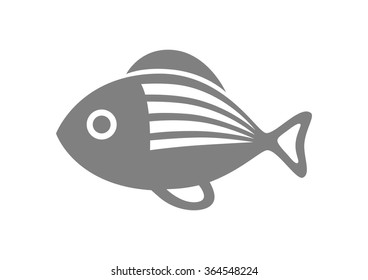 Grey fish icon on white background