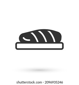 Graues Steak-Symbol einzeln auf weißem Hintergrund.  Vektorgrafik