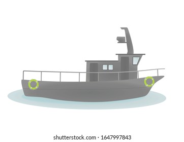 Grey fishing boat. vector illustration