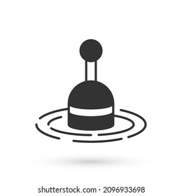 Grey Fishing float in water icon isolated on white background. Fishing tackle.  Vector