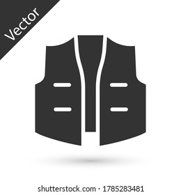 Grey Fishing jacket icon isolated on white background. Fishing vest. Vector
