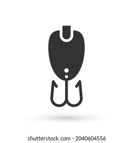 Grey Fishing lure icon isolated on white background. Fishing tackle.  Vector