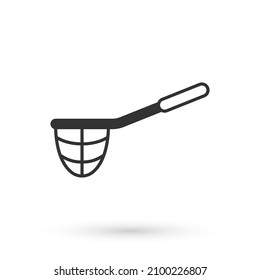 Grey Fishing net icon isolated on white background. Fishing tackle.  Vector