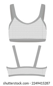 Grey fishnet top bra. vector illustration