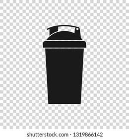 Grey Fitness shaker icon isolated on transparent background. Sports shaker bottle with lid for water and protein cocktails. Vector Illustration