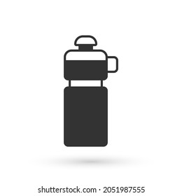 Grey Fitness shaker icon isolated on white background. Sports shaker bottle with lid for water and protein cocktails.  Vector
