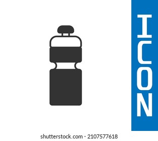 Grey Fitness shaker icon isolated on white background. Sports shaker bottle with lid for water and protein cocktails.  Vector