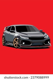 Grey FK9 Type R High Performance Hot Hatchback Vector Art