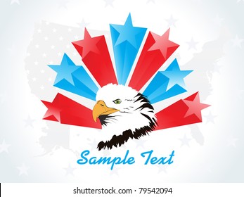 grey flag background with colorful star and eagle face, illustration
