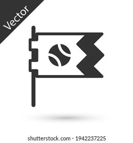 Grey Flag with baseball ball icon isolated on white background. Vector