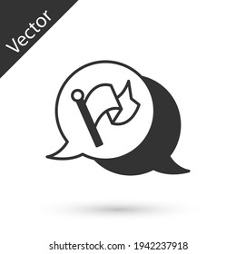 Icono de Bandera gris aislado en fondo blanco. Victoria, triunfo y conquista el concepto de adversidad. Vector