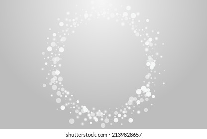 Grey Flake Vector Grey Background. Silver Shine Snowfall Texture. Christmas Stars Backdrop. Glitter Snowflake Pattern.