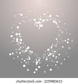 Grey Flake Vector Grey Background. White Falling Snowflake Design. Chrismas Dots Pattern. Festive Snow Backdrop.