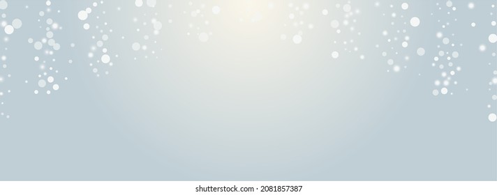Grey Flake Vector Panoramic Transparent Background. Overlay Xmas Snowflake Design. Chrismas Snow Texture. Shine Confetti Backdrop.