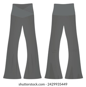 Grey flared loose pants. vector