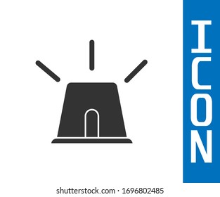 Grey Flasher siren icon isolated on white background. Emergency flashing siren.  Vector Illustration