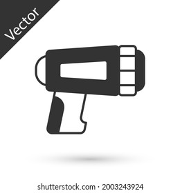 Lámpara gris para el icono del buceador aislado en el fondo blanco. Equipamiento submarino para bucear.  Vector