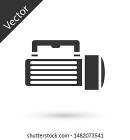 Grey Flashlight icon isolated on white background. Tourist flashlight handle.  Vector Illustration
