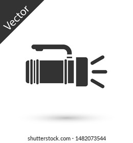 Grey Flashlight icon isolated on white background. Tourist flashlight handle.  Vector Illustration