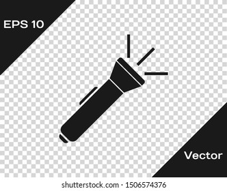 Grey Flashlight icon isolated on transparent background.  Vector Illustration