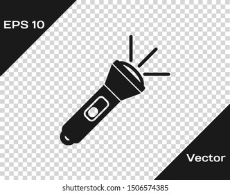 Grey Flashlight icon isolated on transparent background.  Vector Illustration