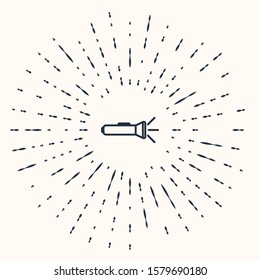 Grey Flashlight icon isolated on beige background. Abstract circle random dots. Vector Illustration