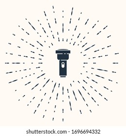 Grey Flashlight icon isolated on beige background. Abstract circle random dots. Vector Illustration