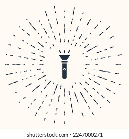 Icono de la linterna gris aislado en fondo beige. Resumen de puntos aleatorios de círculo. Vector