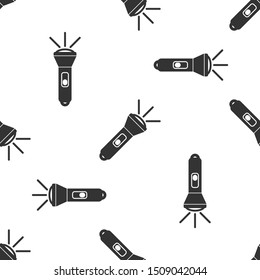 Grey Flashlight icon isolated seamless pattern on white background.  Vector Illustration