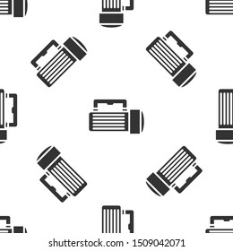 Grey Flashlight icon isolated seamless pattern on white background. Tourist flashlight handle.  Vector Illustration