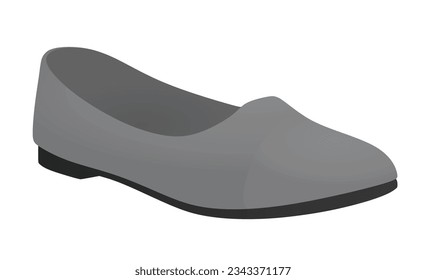 Grey flat heel shoe. vector illustration