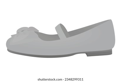 Grey flat heel shoe. vector illustration