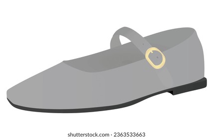 Grey  flat heel shoe. vector illustration