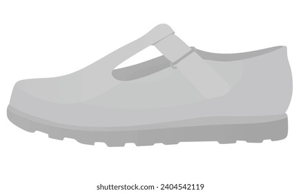 Grey flat heel shoe. vector illustration