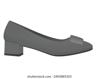Grey flat heel shoe. vector illustration