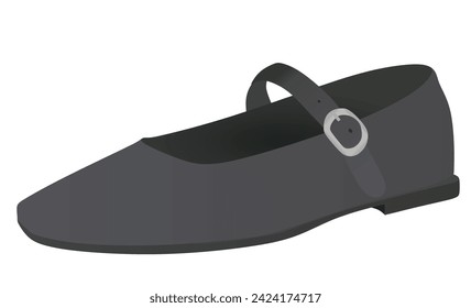 Grey  flat heel shoe. vector illustration