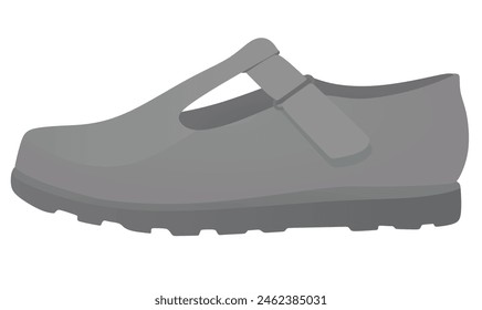 Grey flat heel shoe. vector illustration