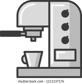 grey flat line coffee machine icon